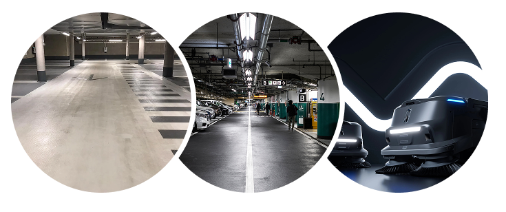 Hybrides Reinigungssystem von Puravita Services mit autonomen Kehrrobotern, moderner Reinigungstechnik und präziser Handarbeit